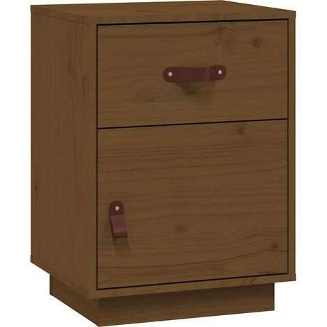 Comodino con cassetto e vano con anta 40 x 34 x 55 cm legno di pino marrone DEC034134