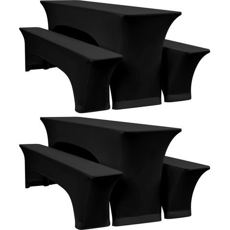 Biertischhussen 2er Set elastisch schwarz Schwarz 50cm-Set of 2 (1/5)