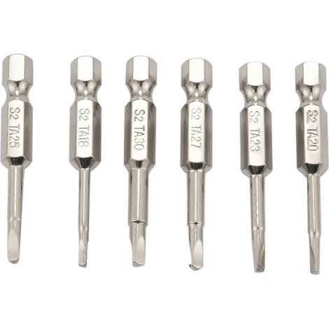 Set mit 6 magnetischen Dreieckschraubendreherbits aus S2-Stahl, rutschfest, für 1,8/2/2 Zoll Dreieckschraubendreher, silberfarben.