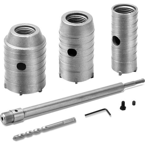 Trépan Béton Scie Trépan Carotteuse à Sec Couronne Carotteuse Coupe Trou Mur Diamètre 30mm 40mm 50mm avec Adaptateur SDS Plus 350mm et Foret de Centrage 110mm Pour Ciment, Brique, Pierre, Mur (1/5)