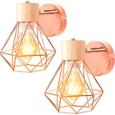 2PCS Applique Murale Rétro 15CM Lampe Murale Moderne Applique Murale D'Intérieur En Métal, Angle Réglable, Or Rose, Pour Chambre À Coucher, Bureau (1/5)