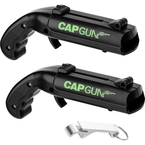 2 pistolets décapsuleurs bière, ouvre-bouteilles rigolos pour bar, fête, cadeau homme, noir. (1/5)
