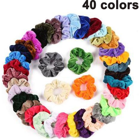 Lot de 20 à 48 Chouchous, velours élastique, épais, colorés, queue de cheval, femmes filles (1/5)