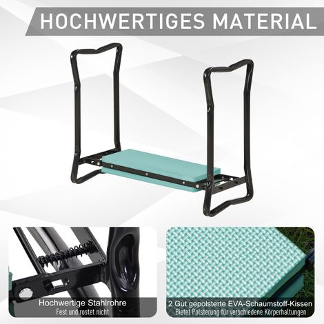 Banc à genoux pour jardinage pliable, tabouret de jardin avec rangements et rembourrage, aide-génoux support jusqu'à 150 kg, siège pour travailler à genoux ou assis, 58 x 28 x 49 cm, vert foncé (1/3)