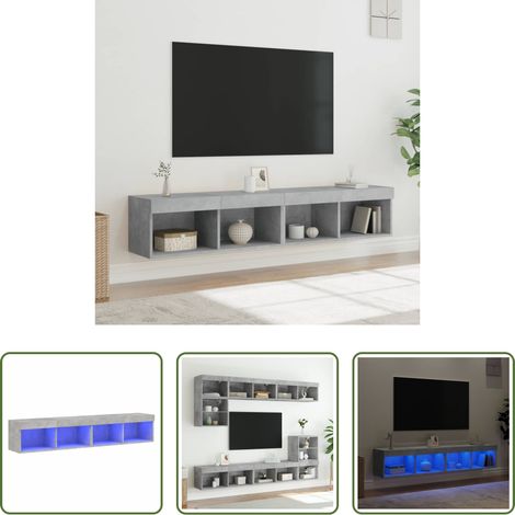 LED-Leuchten - TV-Schränke mit LED-Leuchten 2 Stk. Betongrau 80x30x30 cm (1/5)