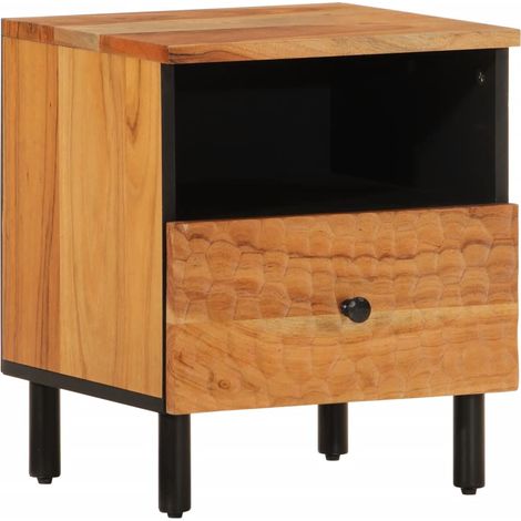 Mesita de noche con cajón y balda 40 x 33 x 46 cm madera acacia y hierro DEC032959