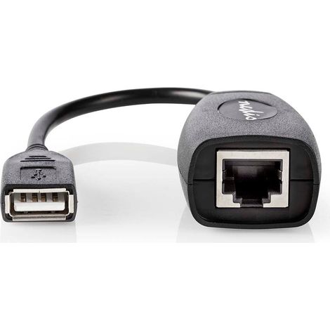 Cable USB activo  USB 1.1  USB-A macho  RJ45 hembra  12Mbps  0,20m  Redondo  Niquelado  PVC  Cobre  Caja