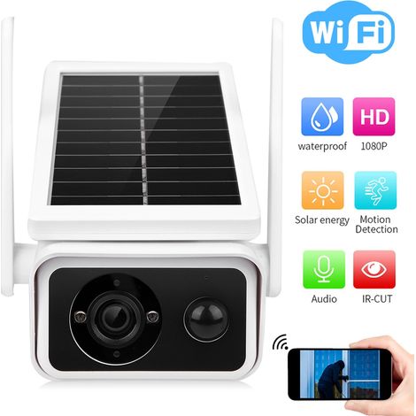 Caméra de Surveillance Extérieure Solaire 1080P WiFi Étanche IP66 Vision Nocturne (1/5)