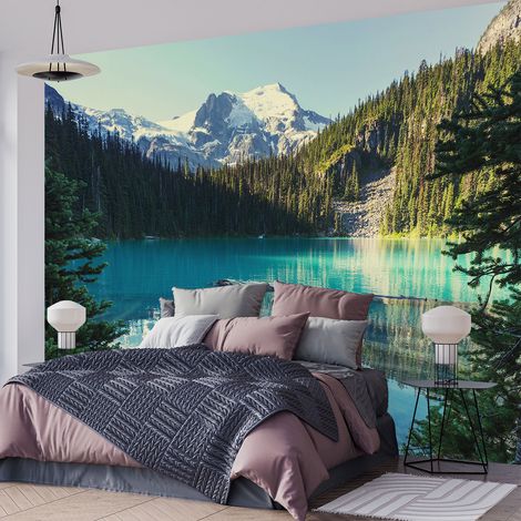 Papier peint panoramique - Lac Montagnes - 130 cm x 88 cm (1/4)