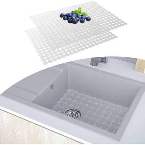 Spülbecken-Schutzmatte für die Küchenspüle – 2er-Pack, verstellbar, für schnelles Abtropfen – Geschirrspülmatte für Geschirr und Gläser – leicht zu reinigen (1/5)