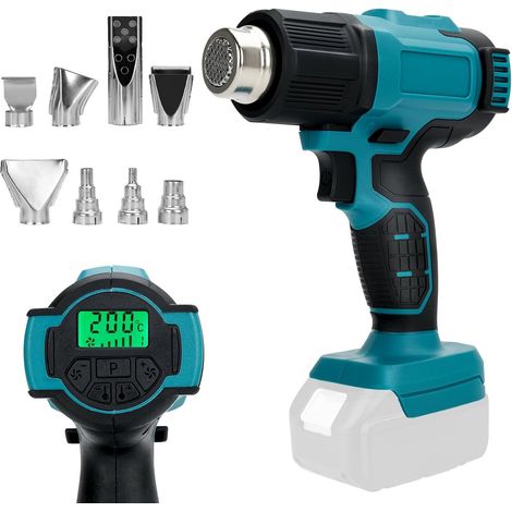 Decapeur Thermique Sans Fil pour Batterie 18V, Décapeur Thermique avec 8 buses, 4 vitesses et écran LCD pour le séchage, pour le séchage, cintrage de tubes, enlèvement de peinture (1/5)