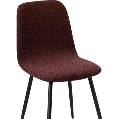Funda elástica para silla - Funda de jacquard extraíble y lavable - Ideal para restaurantes, hoteles, decoración y bodas - Marrón (1/5)
