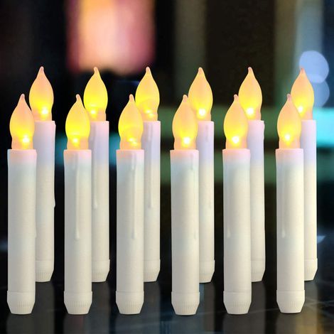 Bougies à LED -Longue Bougies de Chandelier - Ensemble de 12 Bougies sans Flammes Puissance de la AA Batterie Bougies 16.5X2 cm Lumière Bougie pour Party Mariage Noël décoration Lampe d'Ambiance-Fei Y (1/5)