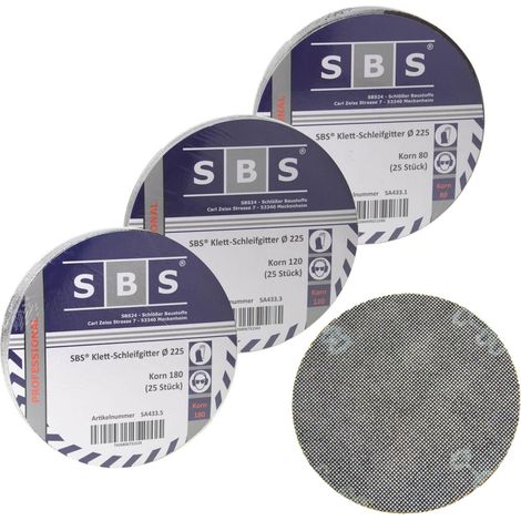 75 Blatt Gitterleinen Schleifgitter 225mm Korn 80-120-180 für Langhalsschleifer Trockenbau (1/2)