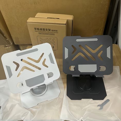 KOWOLL Support pour ordinateur portable de bureau, rehausseur pliable avec base pivotante à 360°, hauteur et angle réglables, compatible avec les supports d'ordinateur ventilés - Noir (1/2)