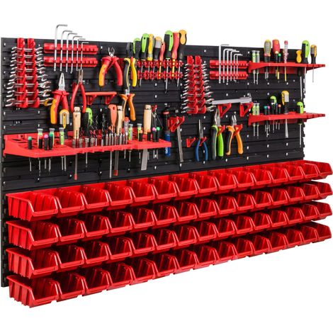 Panneau d'outils d'atelier 156 x 78 cm + 60 plateaux (1/5)