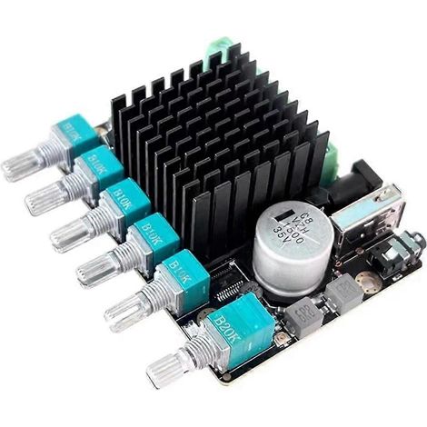 Amplificateur de puissance Bluetooth 2.1 TPA3116 (2 x 50 W + caisson de basses 100 W) avec fréquence de coupure réglable et son surround virtuel, 24 V CC