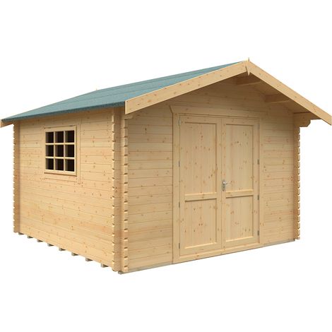 12x12w Marlborough Plus 44mm Cabin - L355 x W355 x H271.9 cm - Solid Wood/Softwood/Pine - Natural