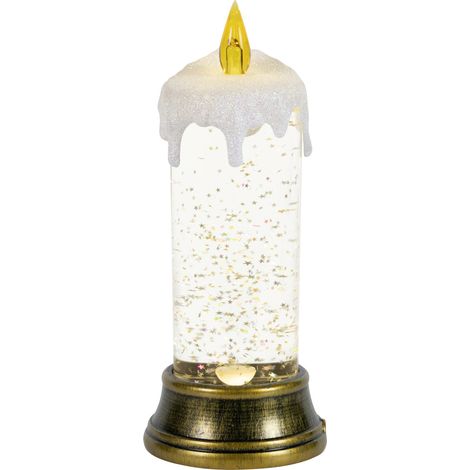 Lumineo LED Kerze mit Goldglitzerwirbel 9,3 x 22,5 cm warmweiß