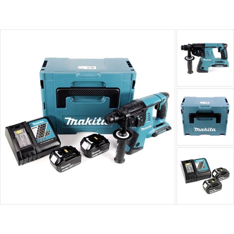 Perceuse-marteau Makita DHR 263 RFJ 2x18 V / 36 V SDS-Plus avec 2 batteries de 3,0 Ah + chargeur DC18RC dans le Makpac 4