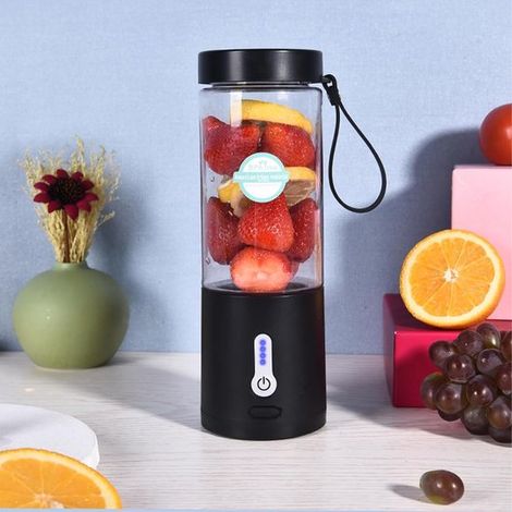 Mini frullatore portatile ricaricabile con connessione USB - mini frullatore per frutta - 530 ml - Nero (1/5)