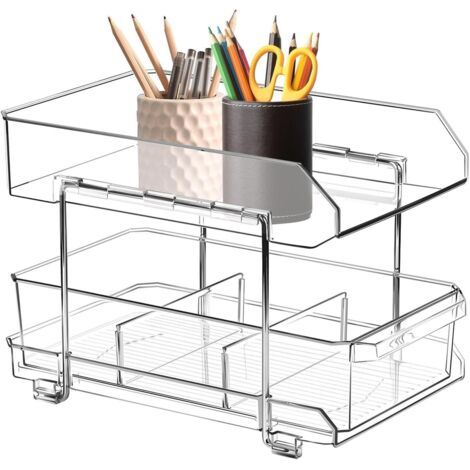 Tiroirs extensibles pour armoires de cuisine, tiroirs d'armoires – Organiseur à 2 niveaux avec sous l'évier  d'armoire, organisateur d'armoire cuisine - (1/5)