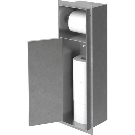 LuxeBath Unterputz-Schrankmodul aus Edelstahl für die Klobürstengarnitur, Silber, 60x20x14 cm, Badezimmerschrank mit Toilettenpapierhalter, Einbauschrank für Toilettenbürste, WC Wandnische befliesbar (1/5)