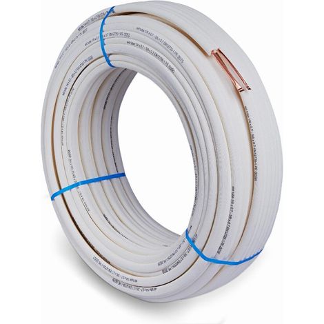 Couronne filmée cuivre isolée PE blanc 20M – Diamètre 07mm – Filetage 1/4-1/2 – Liaison frigorifique – 20TISFT1412 – EID
