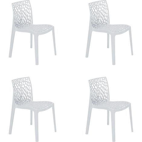 GLOUPIE Set 4 Sedie Tampa In Polipropilene Bianco, Impilabile, L 51 x P 52,5 x H 81 Cm, 100% Made In Italy (1/5)