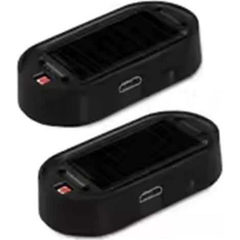 Solarbetriebene Auto-Sicherheitsleuchte, simulierter Alarm, Diebstahlwarn-LED-Blinkleuchte, Warnleuchte (2 Stück) (1/5)