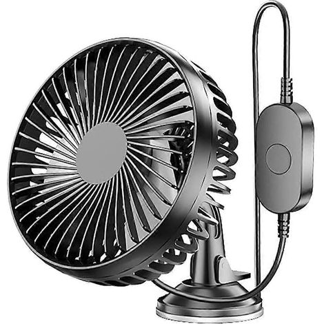 Ventilateur de voiture à ventouse, portable, USB 12V/24V, universel, à haut débit, silencieux, rotatif, faible niveau sonore, pour la maison et la voiture (1/4)