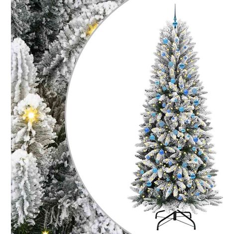 Sapin de Noël  Arbre de Noël artificiel avec 300 LED avec support Blanc 240 cm (1/5)