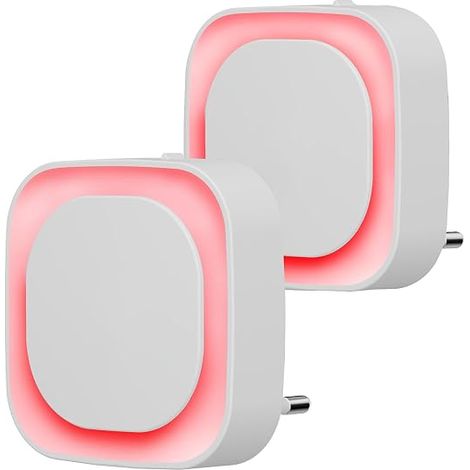 LED Night Light, Twilight Sensor Night Light, Children's Night Light with Socket, for Hallway, Kitchen, Bathroom, Red (1/5)