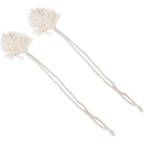Lot de 2 embrasses de rideaux en corde de coton avec pompons en forme de feuille. (1/5)