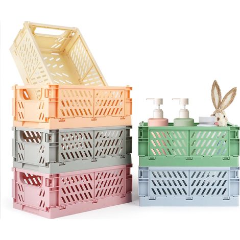 Cagette Plastique Pliable, 25x16x10 - Paniers Pliable, Boîte de Rangement, Caisses Pliables en Plastique, Empilable Cagettes avec Poignée pour Cuisine, Chambre à Coucher, Bureau (1/5)
