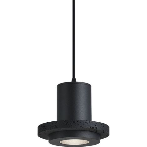 Lustre créatif rétro wabi-sabi japonais - pierre à trou noir naturel - LED nordique - pour salon et allée (1/5)