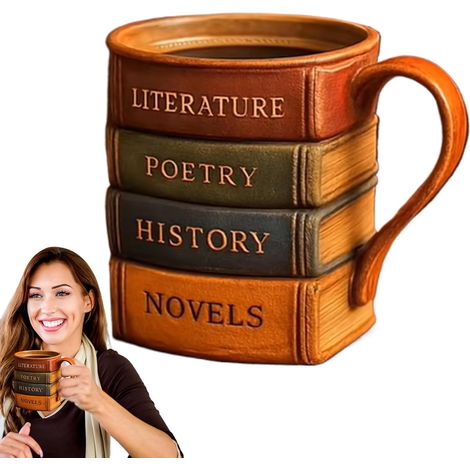 Tasse À Café Nomade Mug En Résine Design Livre 3D Coloré Pour Bière Mug Isotherme Anti-Chaleur Avec Poignée Ergonomique Pour Jus Cocktail Bière Et Whisky (1/5)