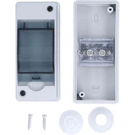Boîtier de protection de distribution, boîtier de protection de distribution étanche IP65 2 voies avec couvercle transparent, boîte de jonction électronique pour disjoncteur miniature extérieur (1/5)