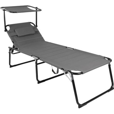 XXL Alu Gartenliege gepolstert L200xB70cm Grau mit Sonnendach-MMC4400GRSD