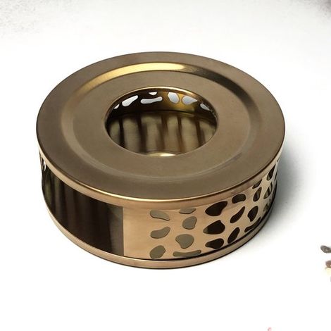 Calentador de tetera de acero inoxidable de 15x15x5cm, Calentador de tetera multifuncional, Calentador de café y leche, Poroso color oro rosa (1/5)