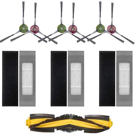 Brosse Filtre de Rechange Ensemble d'accessoires pour Robot Aspirateur Yeedi Vac 2 Pro Vac Hybrid Vac Station Vac Max (1 Brosse Principale + 6 Brosses Latérales + 3 Filtres HEPA) (1/5)