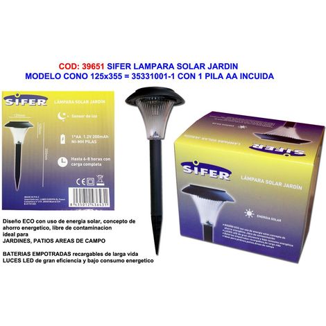 Sifer Beacon Solar-Gartenlampe 125 x 125 x 355 mit 2 AA-Batterien