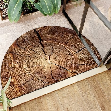 Tapis antidérapant, paillasson demi-cercle unique, tapis de nettoyage, décor d'entrée intérieur et extérieur pour garage et maison - 40 x 60cm [velours cristal, fond en plastique]