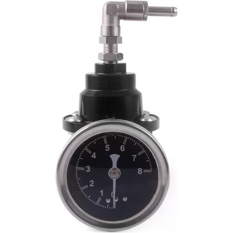 Car modification adjustable fuel pressure regulating valve, aluminum alloy fuel turbocharger pressure regulator with pressure gauge - black (1/4)