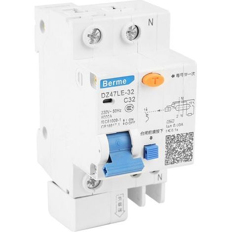 DZ47LE-32 32A 1P + N C32 30mA 230V Fehlerstromschutzschalter, Überlast-, Ableit- und Mehrfachkurzschlussschutz (1/5)