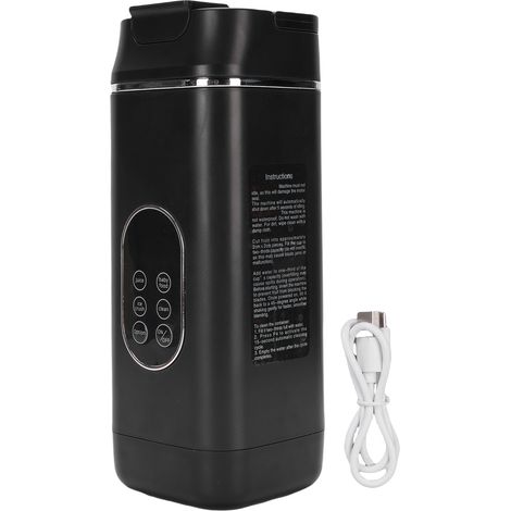 Mélangeur portable 12 lames, chargement USB, affichage numérique, machine à smoothies de voyage, noir (1/5)