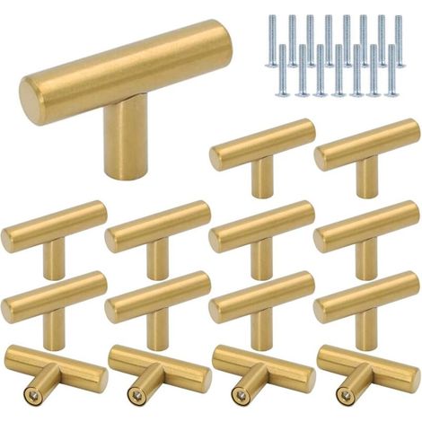 15 x Ø12mm Drawer Knobs Length 50mm T-Bar Stick Kitchen Handle Furniture Cabinet Door Stainless Steel Single Hole Furniture Handles and Knobs T-Bar Stainless Steel Kitchen Cabinet Handle for Drawer Do (1/5)