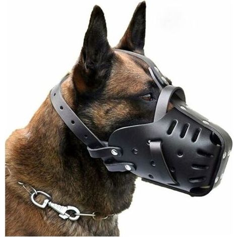 Muselières pour Animaux de Compagnie,Cuir Fait à,Chiens Taille Moyenne et Grande,Berger Allemand Doberman,Masques Anti-Morsure Le Dressage Chiens,muselières défense (1/5)