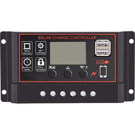 100A Solarladeregler 12V 24V Solarpanel-Controller LCD-Display Solarpanel-Batterieregler mit USB-Anschluss