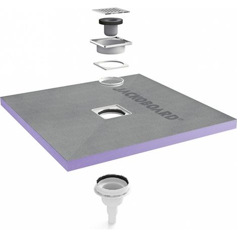 Jackon Insulation – Receveur de douche à carreler 150x150 – Siphon vertical DN 40/50 – Débit 0,9 l/s – Grille inox réglable 3-18 mm (1/5)
